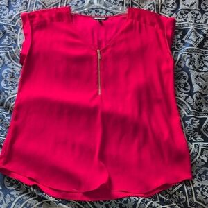 Express Women's Bright Red Blouse with Front Zipper